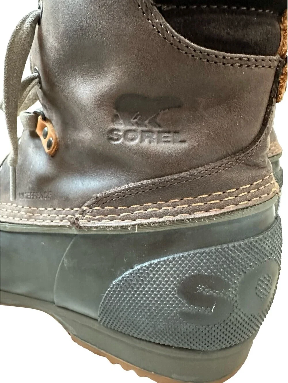 Sorel Mens 11.5 EU 44.5 Ankeny Waterproof Duck Boots Brown Leather